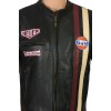 Steve McQueen Gulf Classic Le-Man Armoured Biker Black Leather Jacket